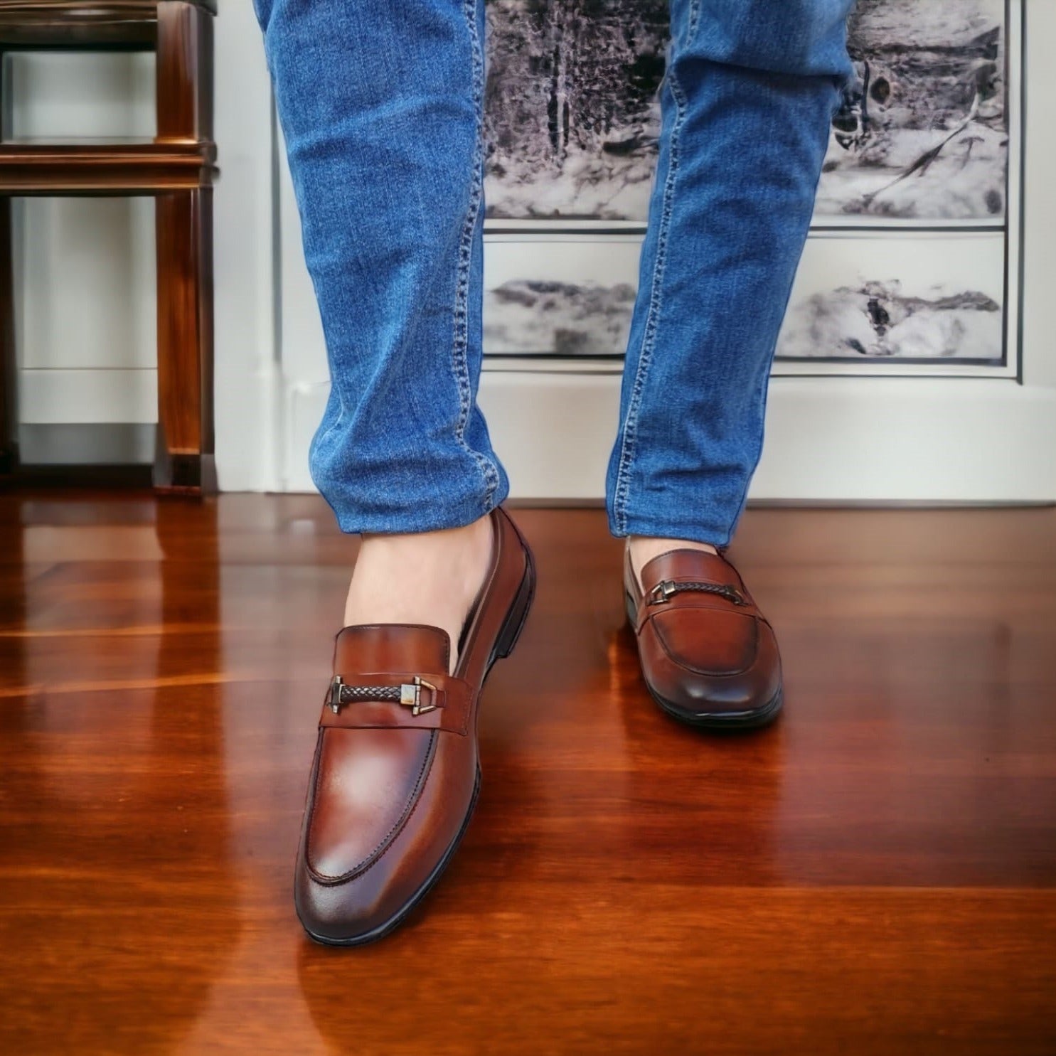 Premium Leather Shoes -150025 Brown