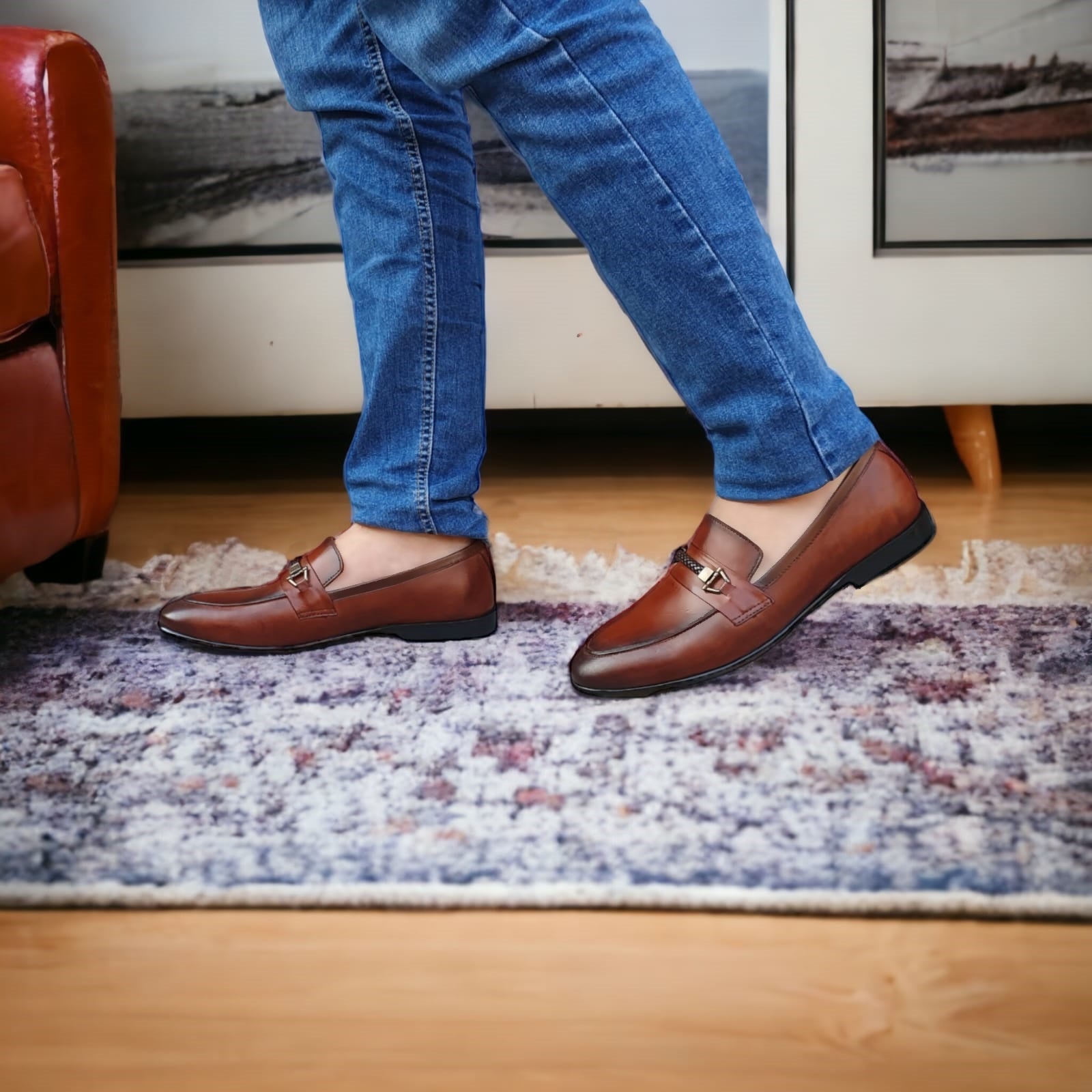 Premium Leather Shoes -150025 Brown