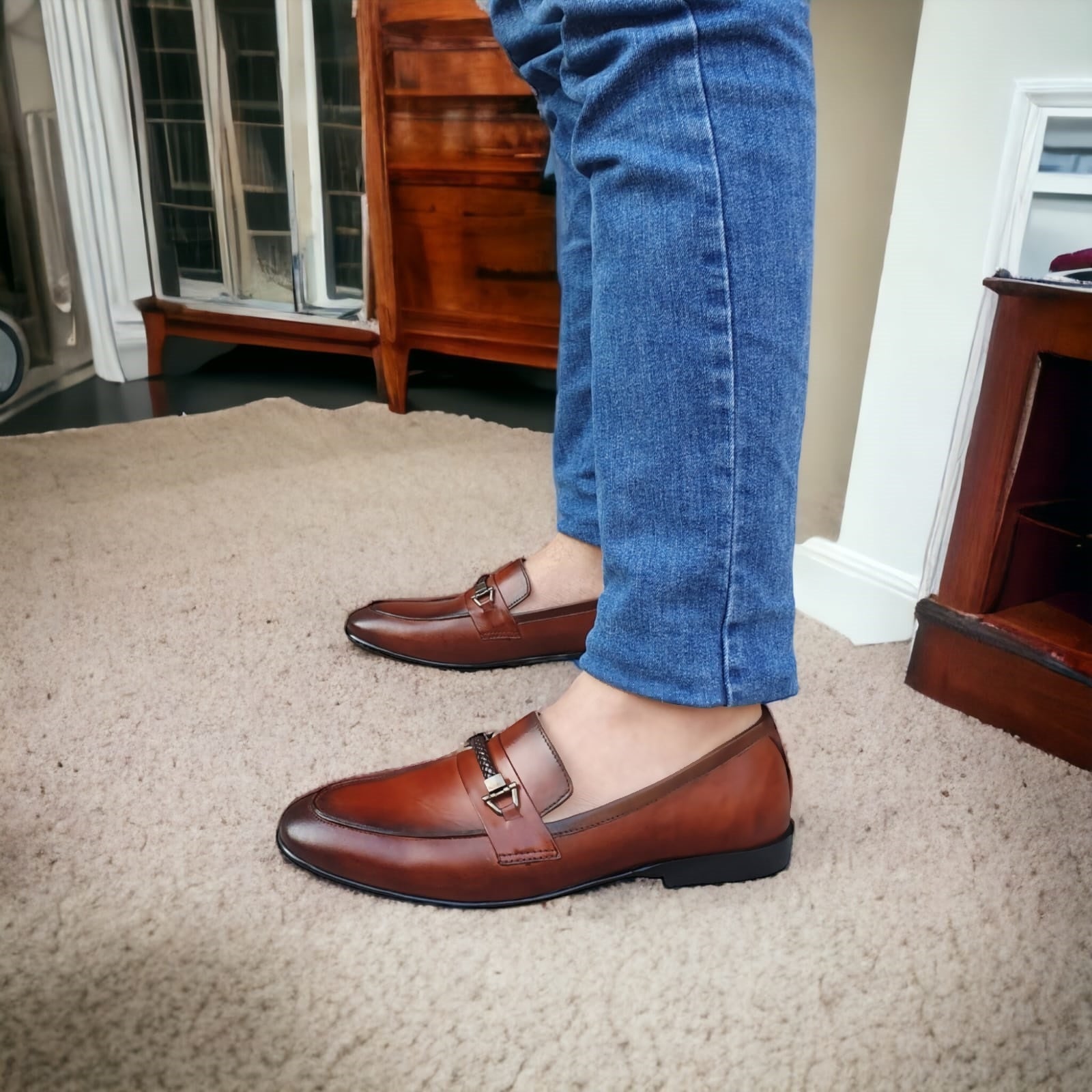 Premium Leather Shoes -150025 Brown